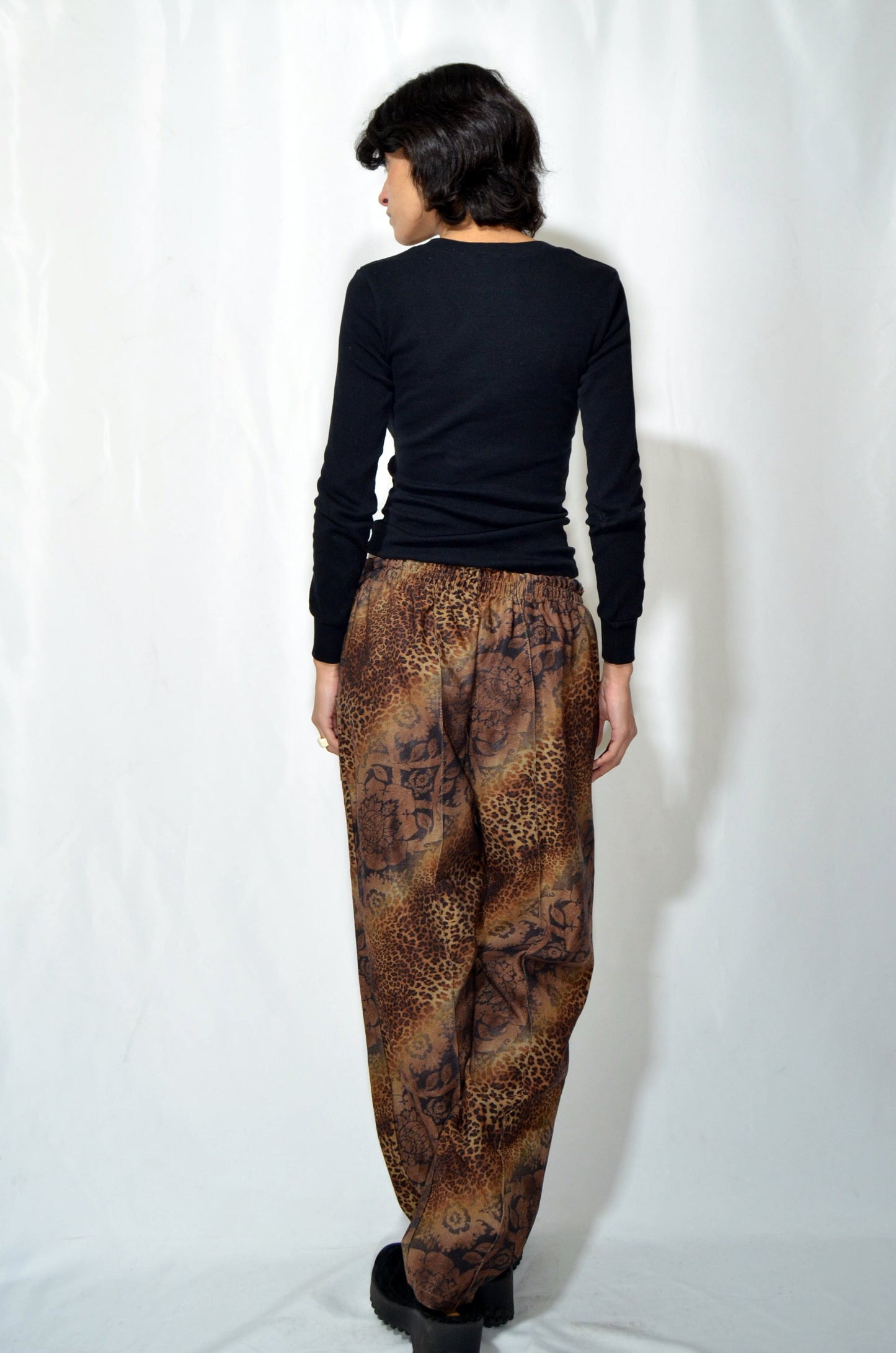 Brown Patterned Baggy Vintage Pants