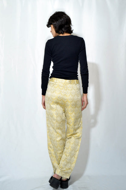 Gold Patterned Silky Vintage Pants