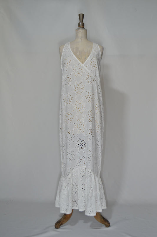 White Ruffled Beach Maxi Dress