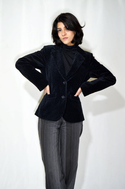 Black Velvet Vintage Tailored Jacket