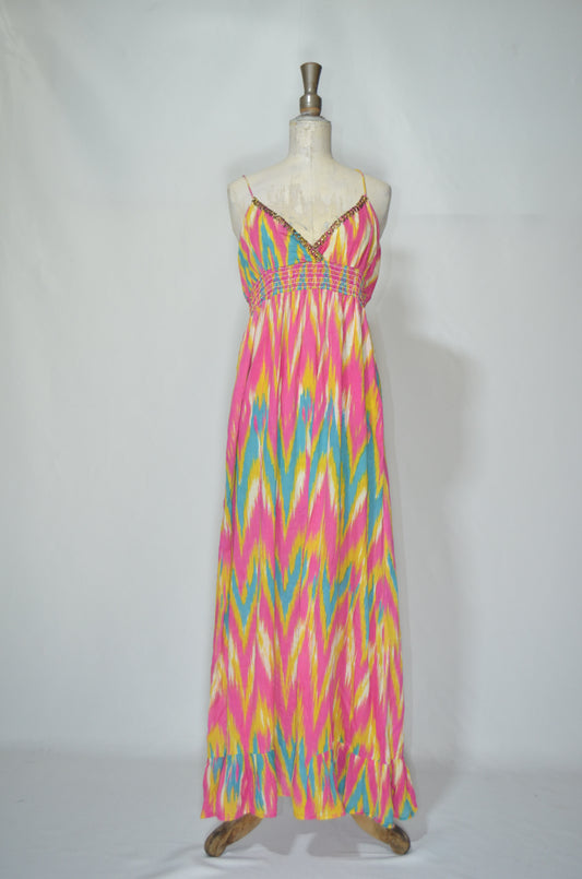 Colorful Flared Maxi Dress