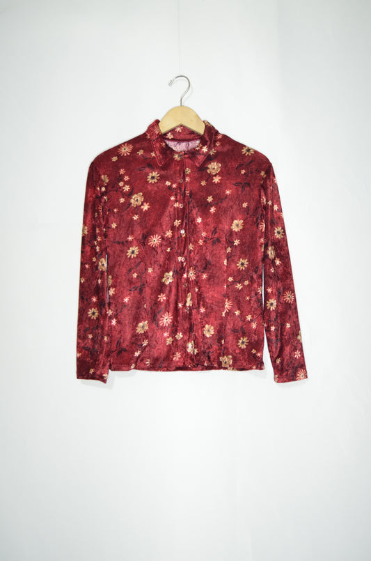 Red Velvet Floral Shirt