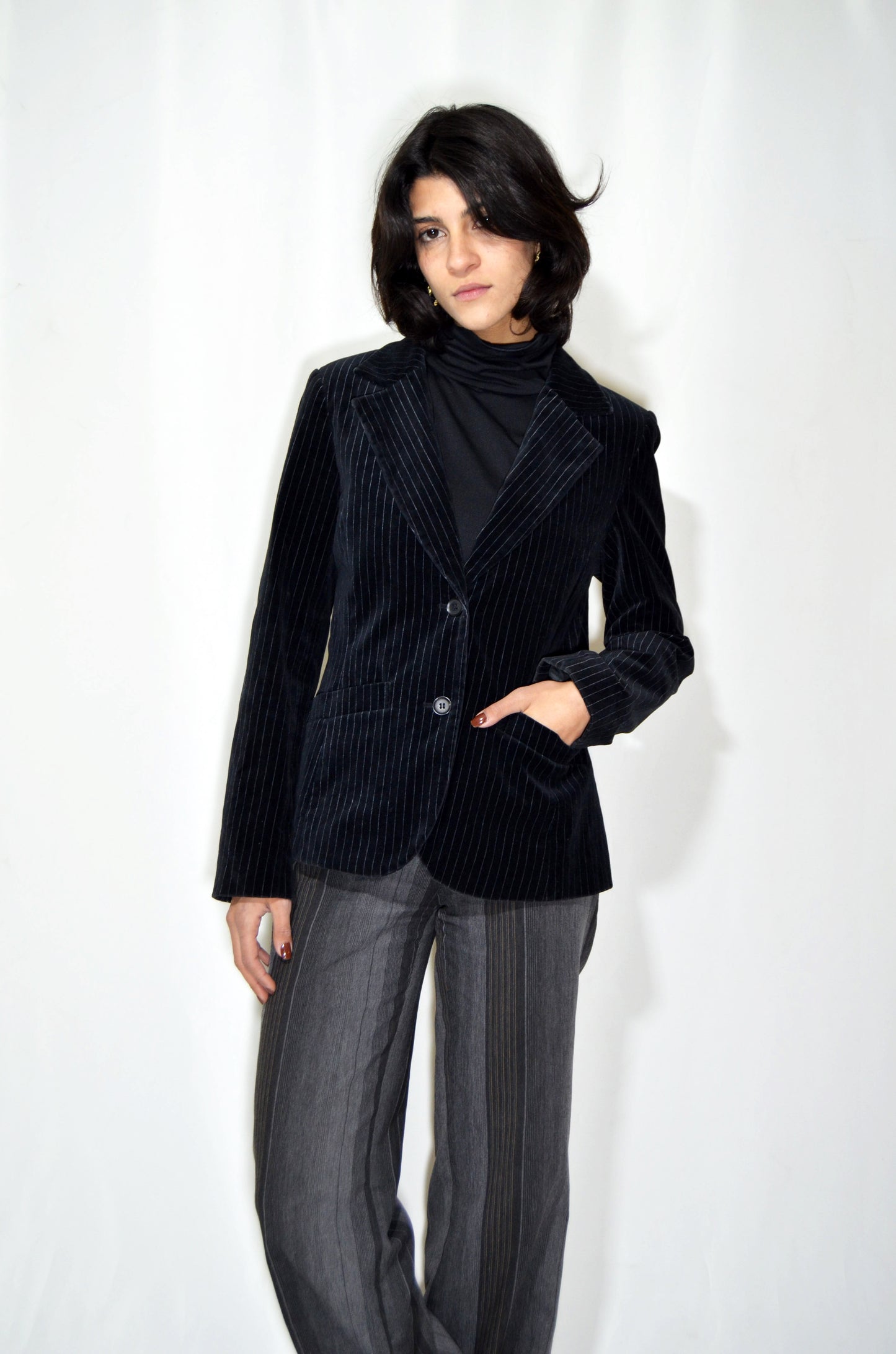 Black Velvet Vintage Tailored Jacket