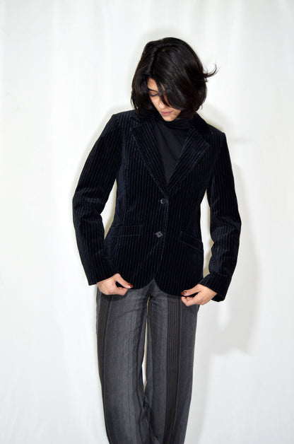 Black Velvet Vintage Tailored Jacket