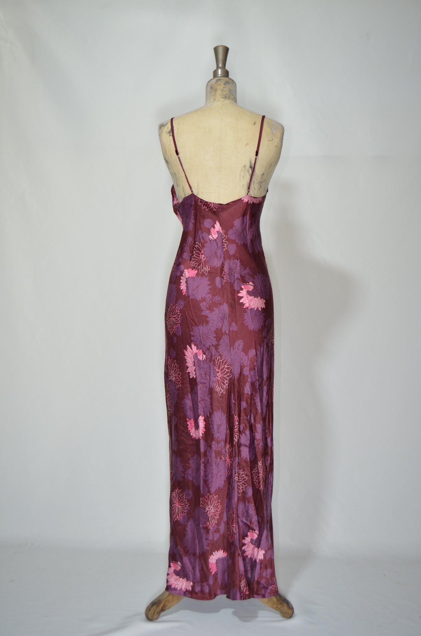 Purple Floral Silky Maxi Dress