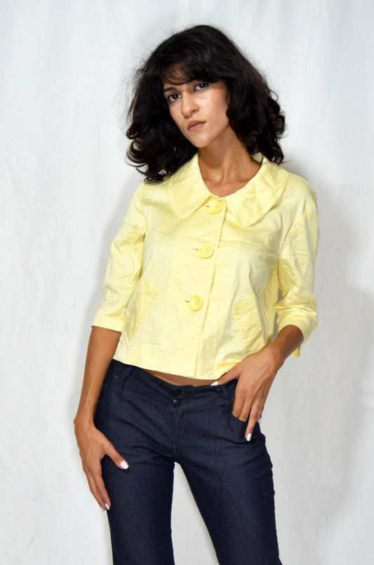 Vintage Yellow Cropped Jacket