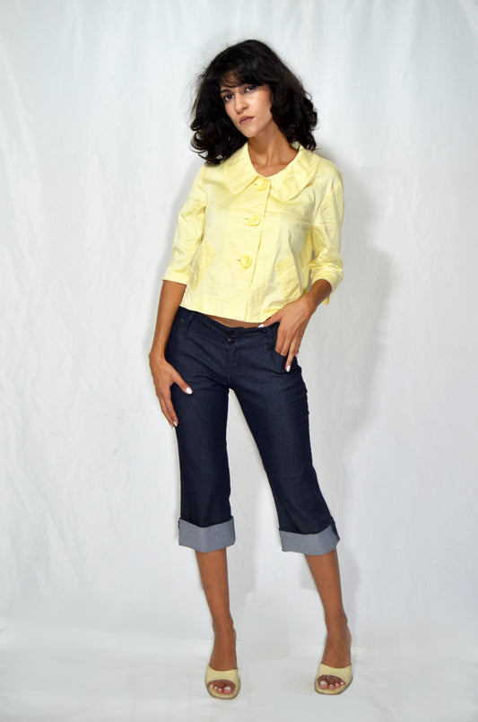 Vintage Navy Blue Denim Capri Pants