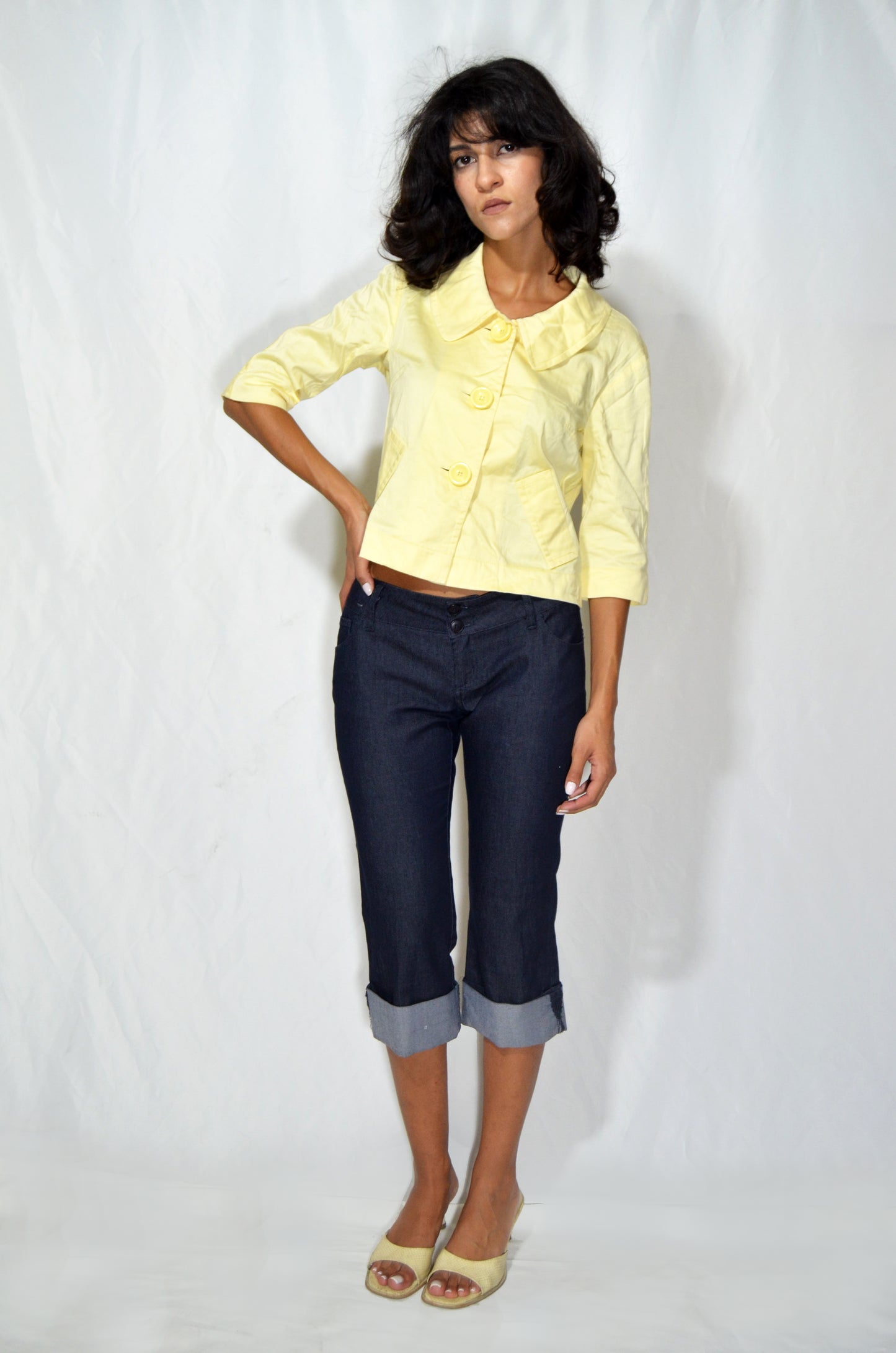 Vintage Navy Blue Denim Capri Pants