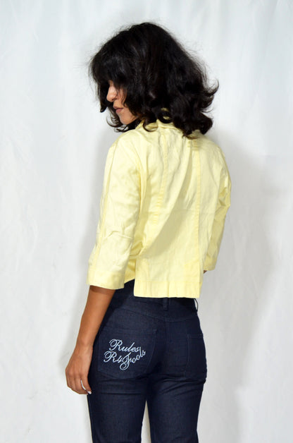 Vintage Yellow Cropped Jacket