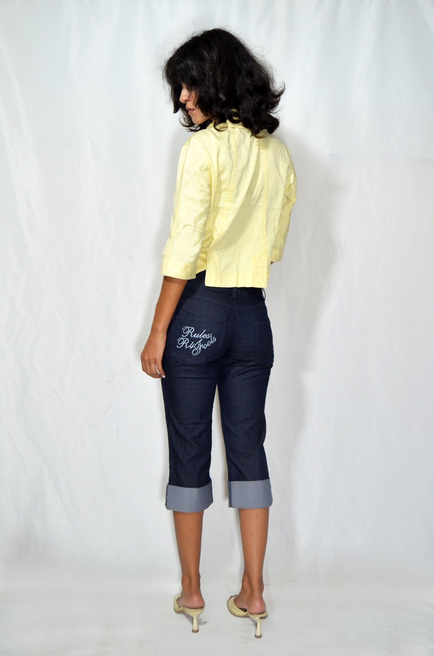 Vintage Navy Blue Denim Capri Pants