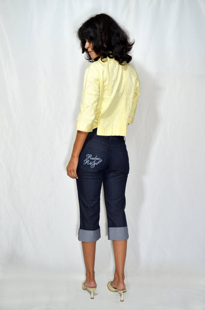 Vintage Navy Blue Denim Capri Pants