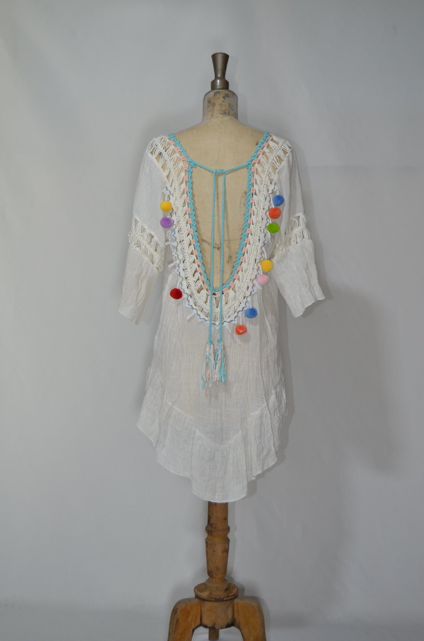 White Backless Crochet Beach Dress