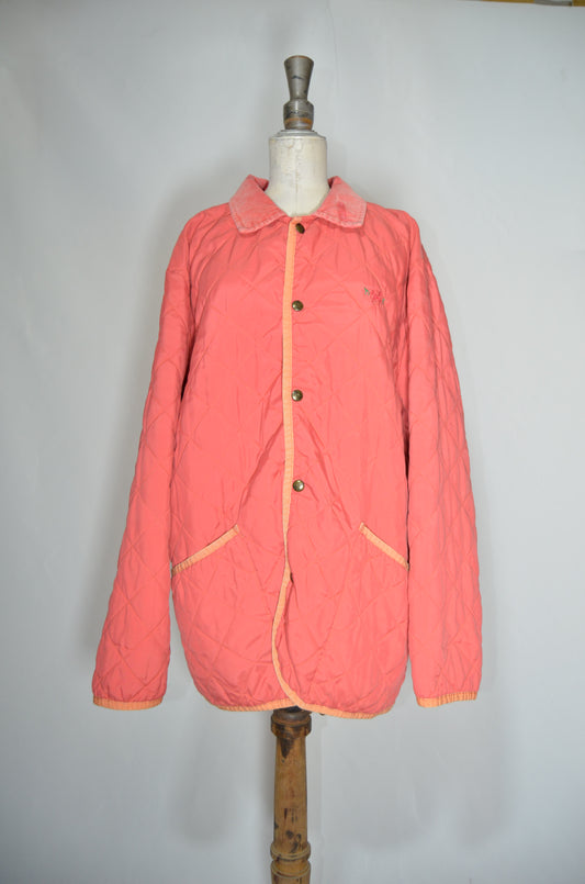 Orange Light Rain Coat with Corduroy Collar