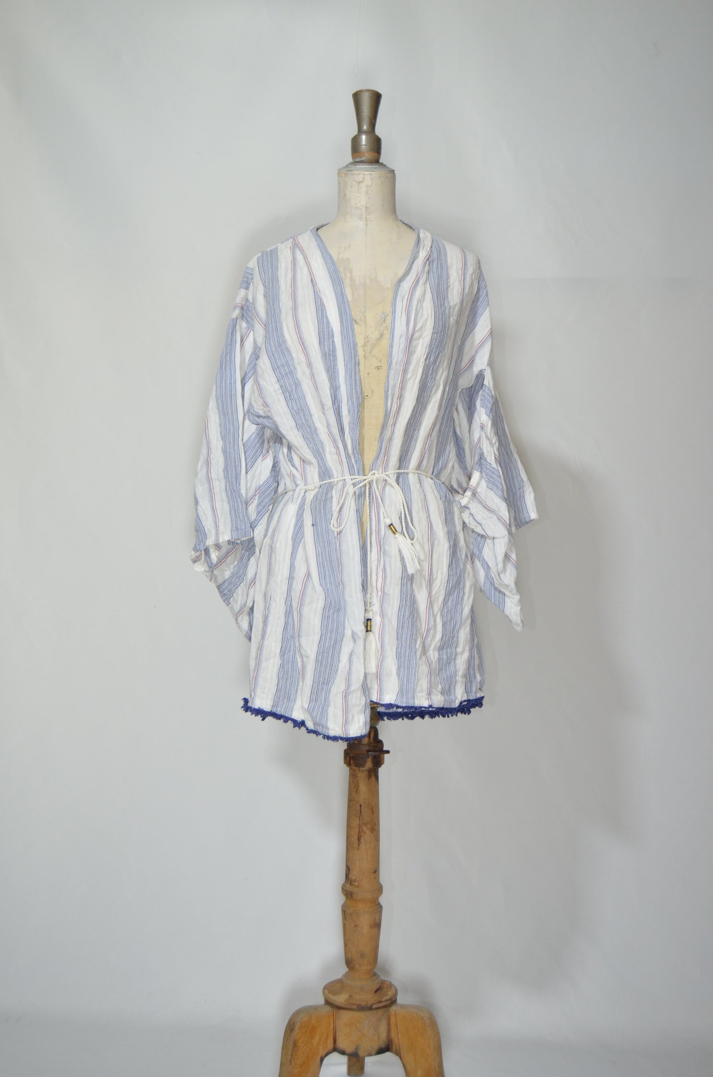 White & Blue Stripped Beach Cardigan