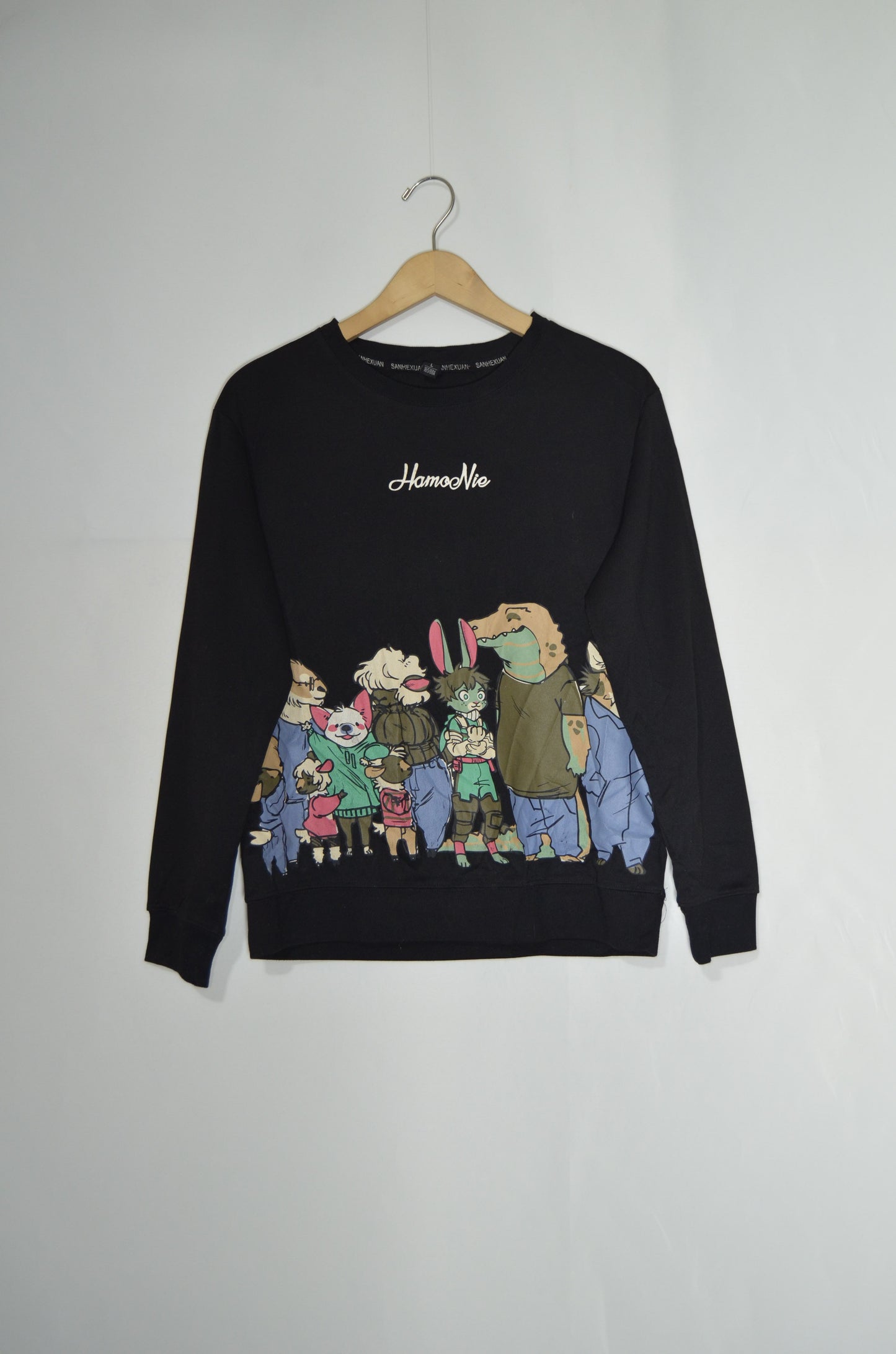 Black Cotton Anime Sweater