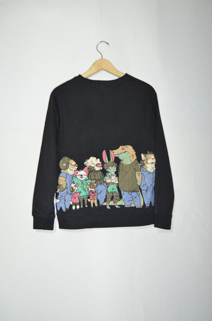 Black Cotton Anime Sweater