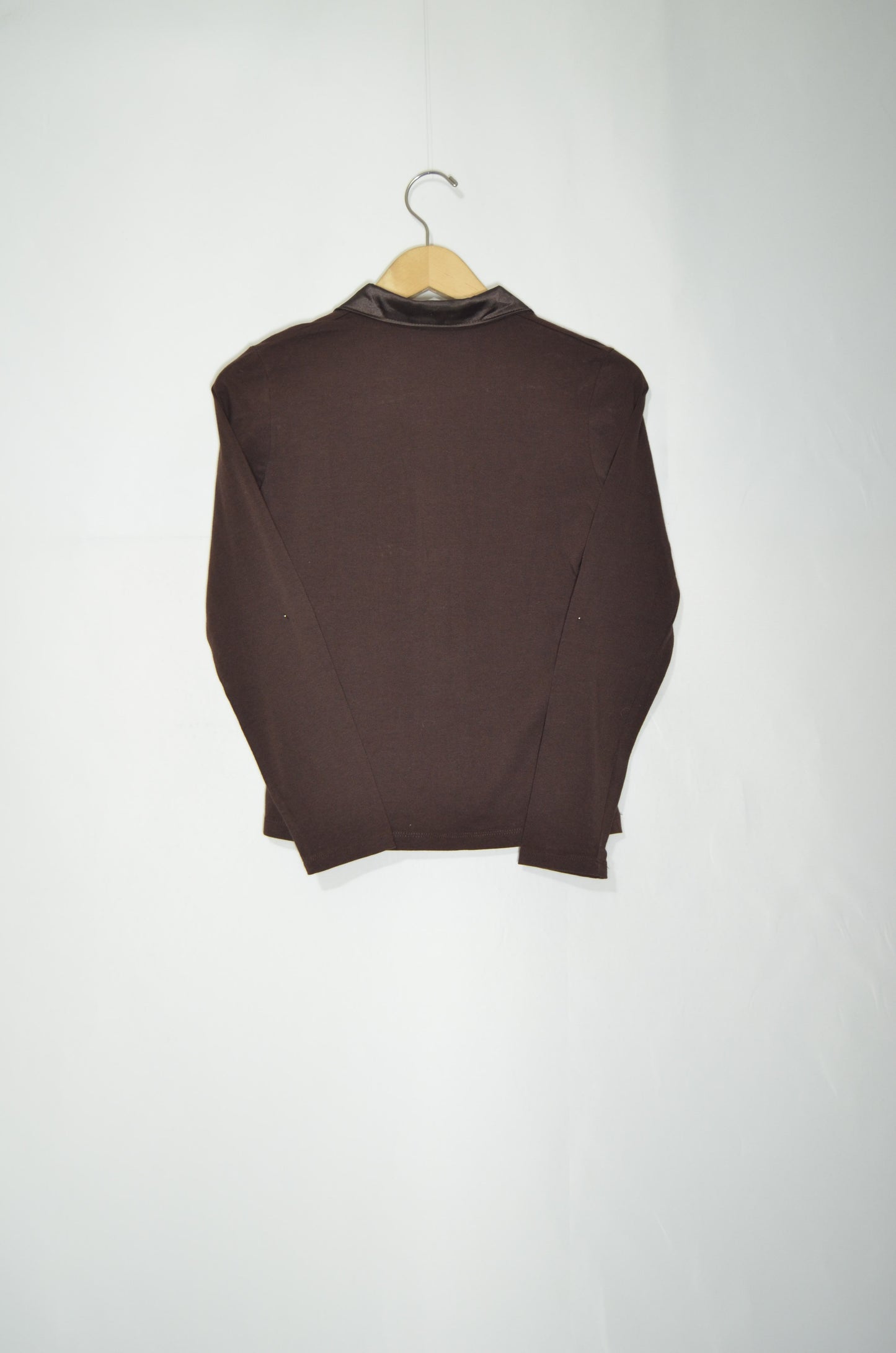 Brown Cotton & Silk Fitted Top