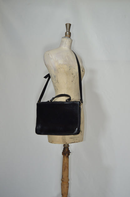 Black Rectangular Genuine Leather Cross Bag