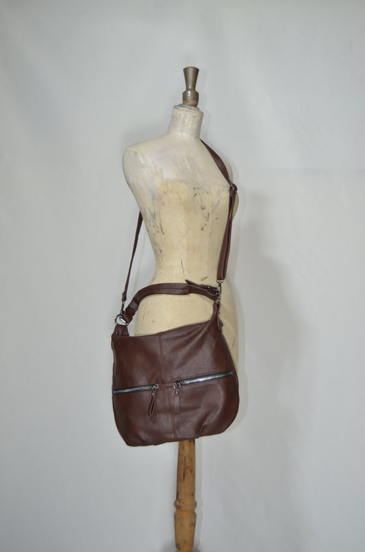 Brown Genuine Leather Cross & Hand Bag