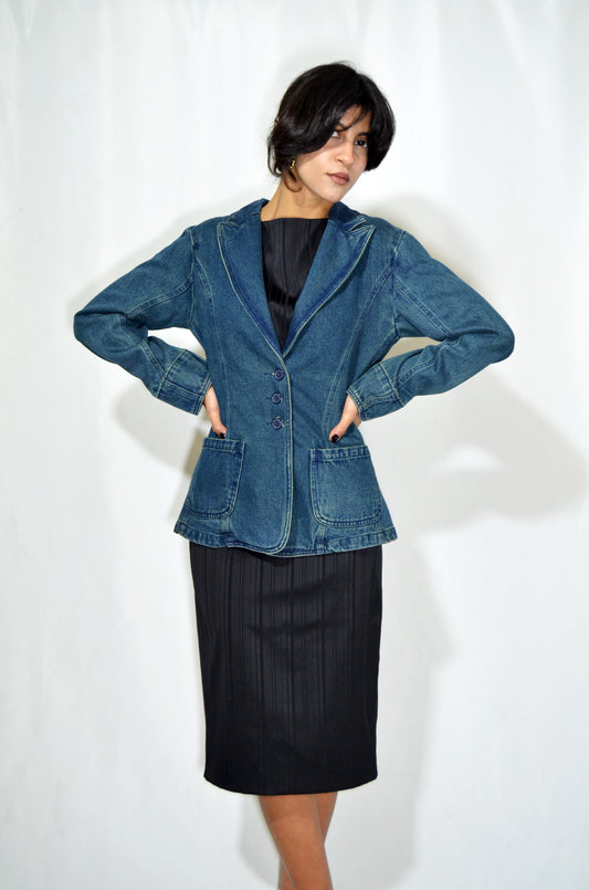 Blue Vintage Denim Tailored Jacket