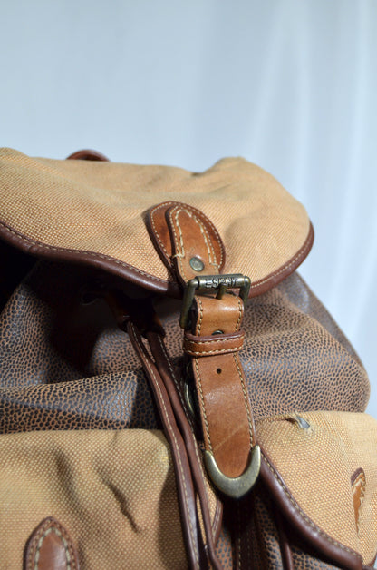 Brown & Beige Leather Backpack