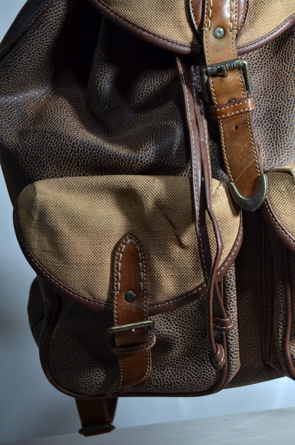 Brown & Beige Leather Backpack