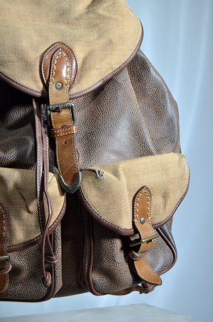 Brown & Beige Leather Backpack