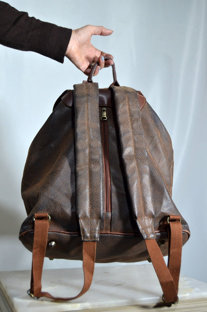 Brown & Beige Leather Backpack