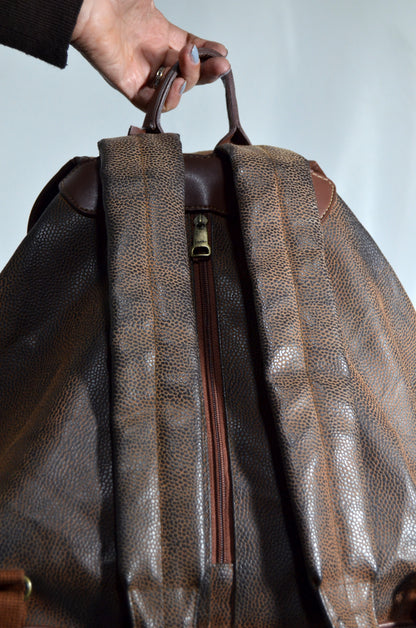 Brown & Beige Leather Backpack