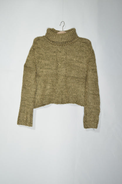 Green Wool Turtle Neck Sweater