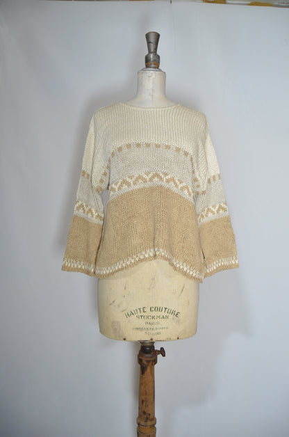 Beige Knitted Flared Top