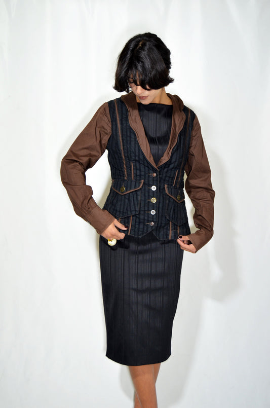 Black & Brown Vintage Tailored Jacket