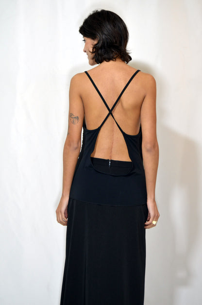 Black Backless Vintage Top