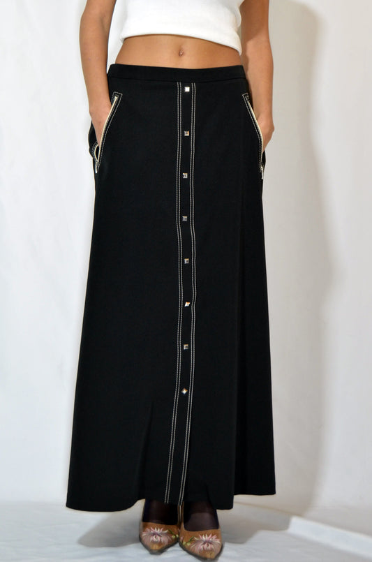 Black Straight Vintage Vintage Maxi Skirt