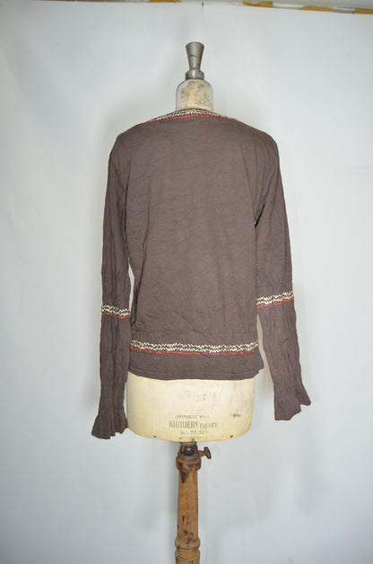 Brown Flowy Top with Some Embroideries