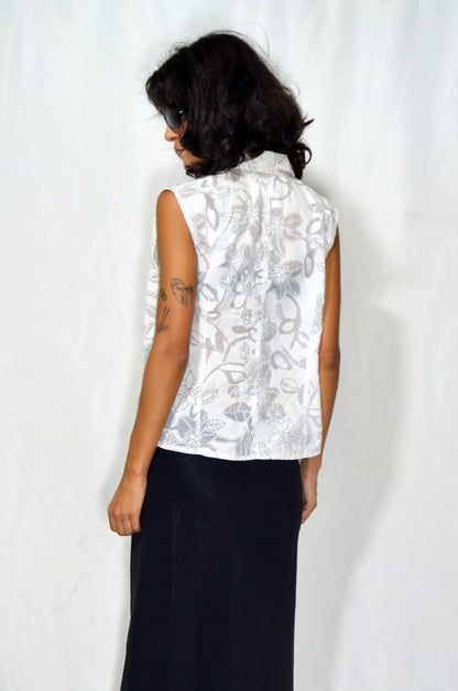 Sleeveless Printed Blouse