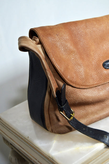 Brown & Black Vintage Genuine Leather Cross Bag