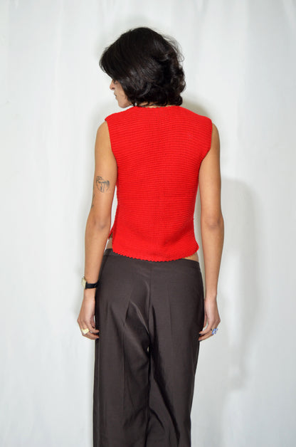Red Knitted Vintage Gilet/Top