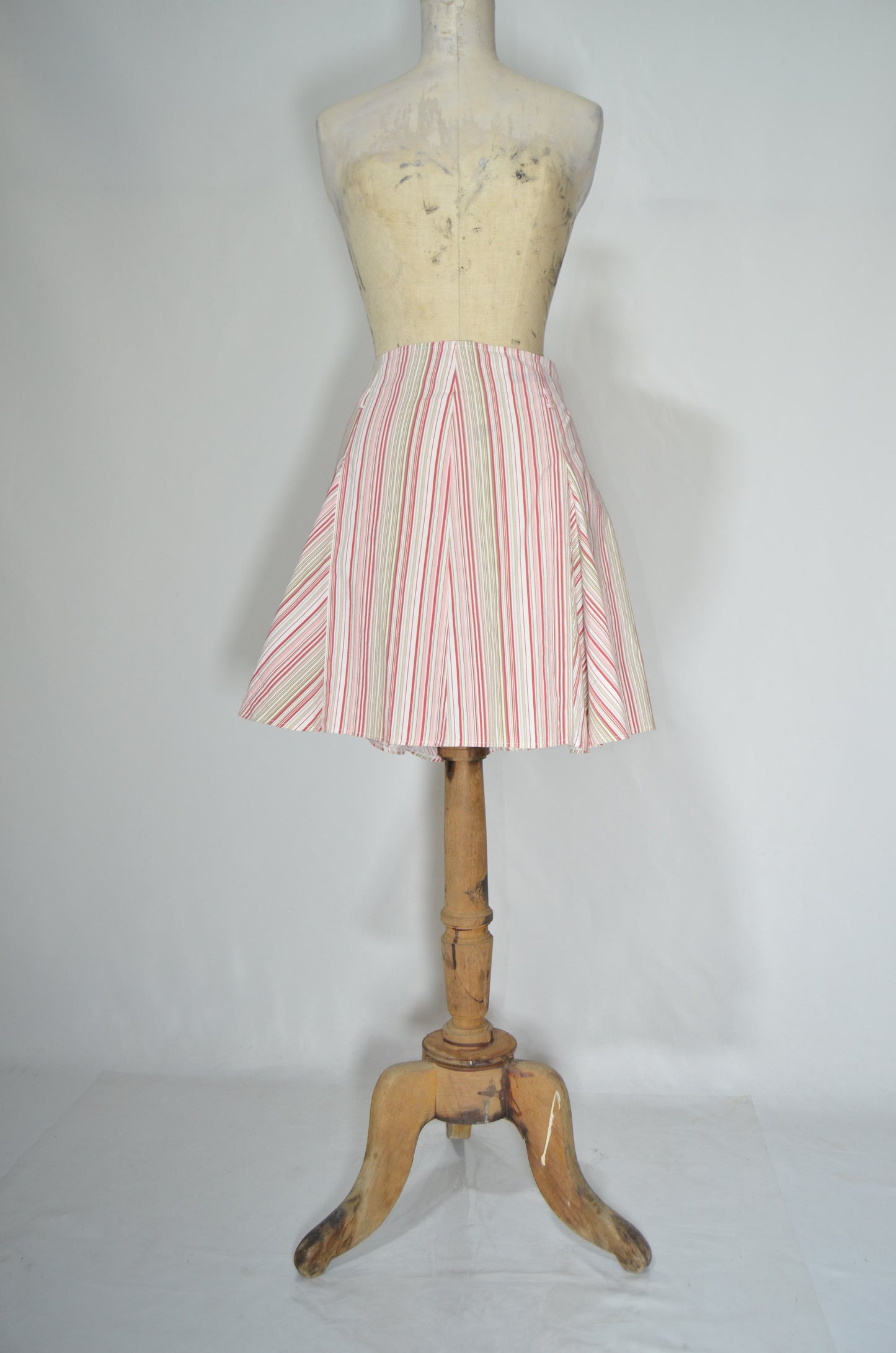 Pink & White Striped Flared Mini Skirt