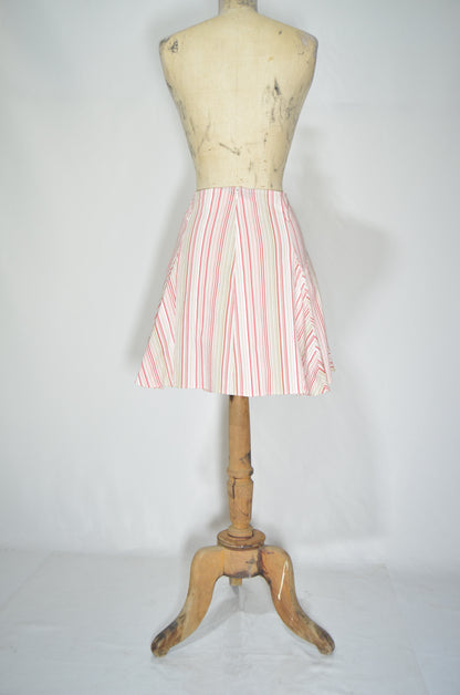 Pink & White Striped Flared Mini Skirt