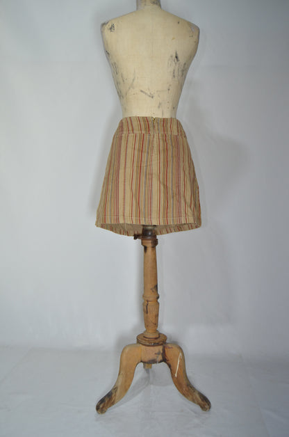 Red & Brown Striped Slightly Flared Mini Skirt