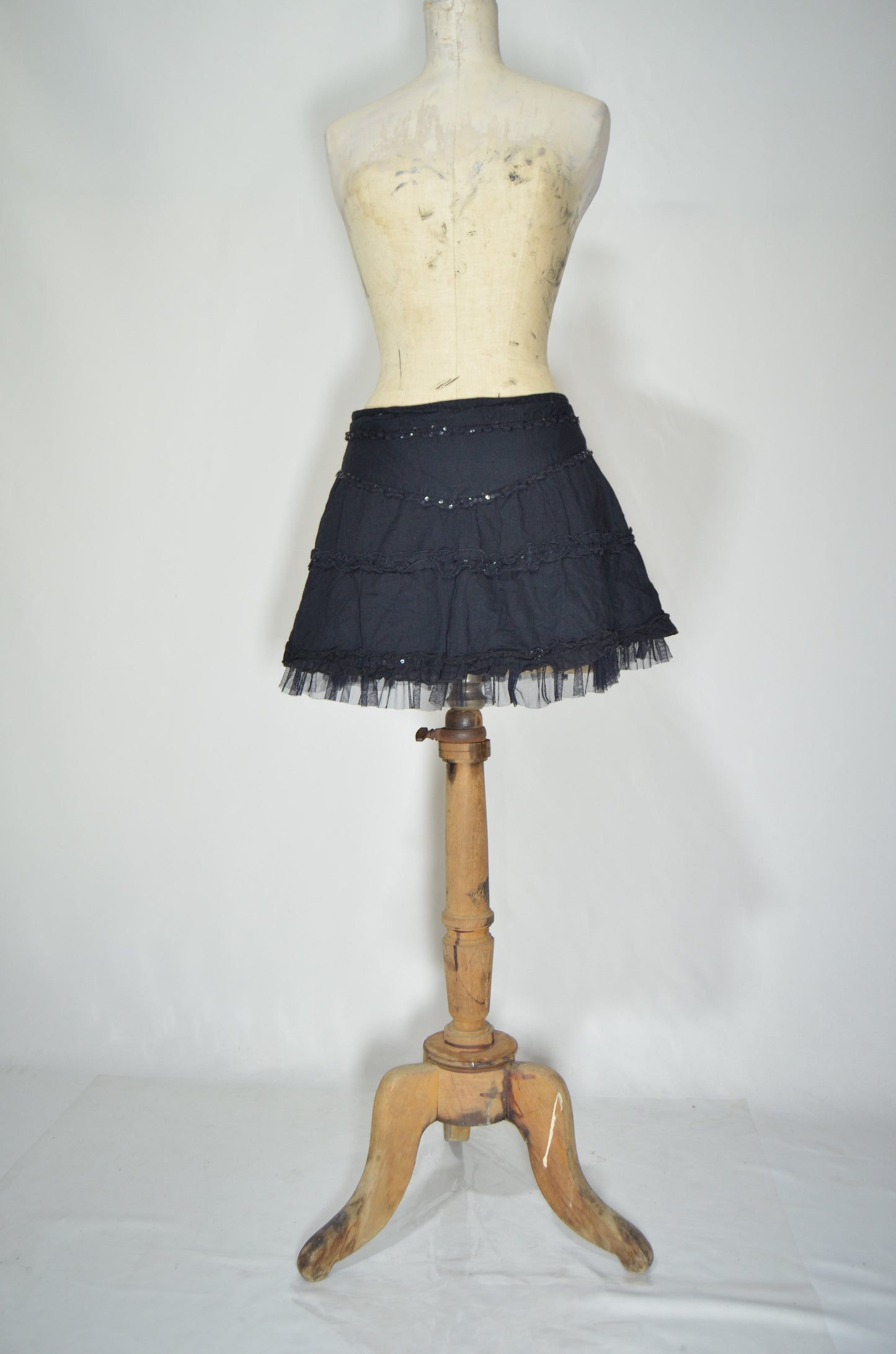 Black Ruffled Mini Skirt