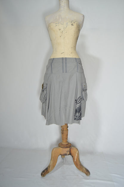 Grey Ruffled Mini Skirt