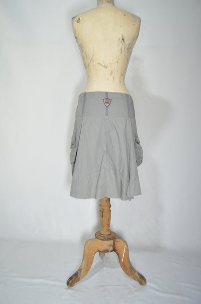 Grey Ruffled Mini Skirt