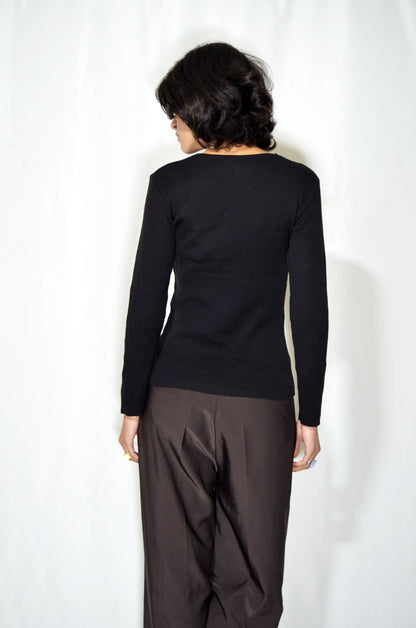 Black Beaded Vintage Top