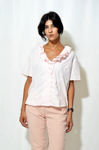 Pink Vintage Ruffled Shirt