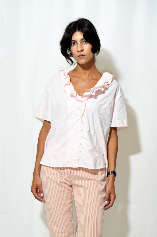 Pink Vintage Ruffled Shirt