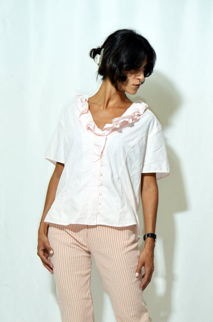 Pink Vintage Ruffled Shirt