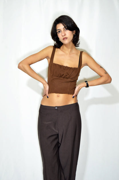 Brown Vintage Fitted Top