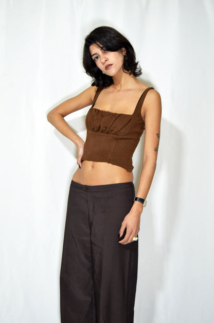 Brown Vintage Fitted Top